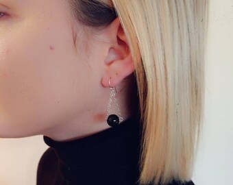 Je vous invite au silence intérieur - Là où résonne le monde ~ boucles d'oreilles berceuses Argent 925 et Onyx ~