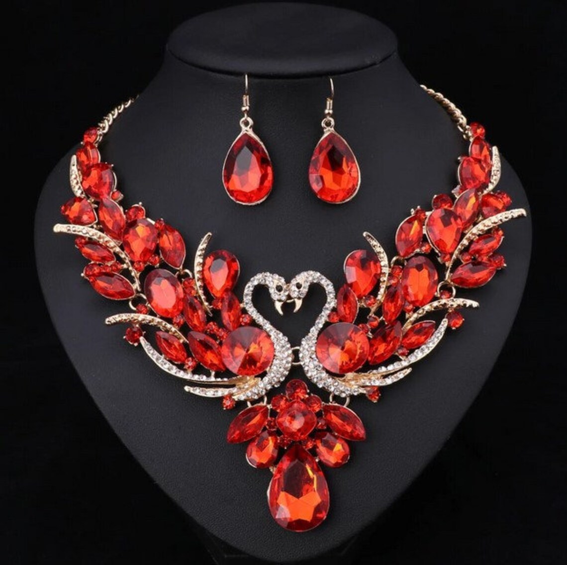 Bridal Swan Pendant Necklace Gold Color Swan Pendant Etsy