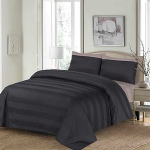 Dream Linens 300 Thread Count Cotton Satin 4PCS Bed Sheets Set Super soft & Smooth Luxurious Feel Sustainable Breathable Deep Pocket