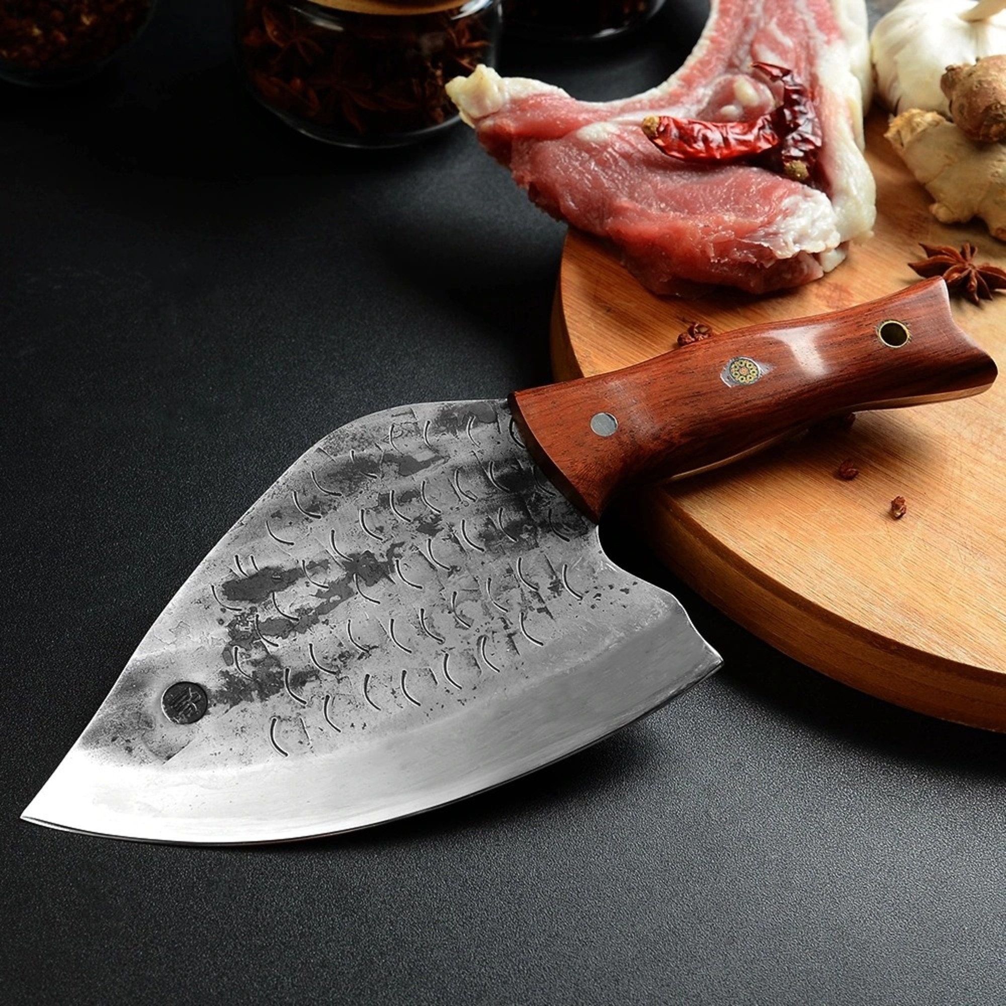 Premium High Carbon Steel Hammered Kitchen Chef Cleaver Etsy