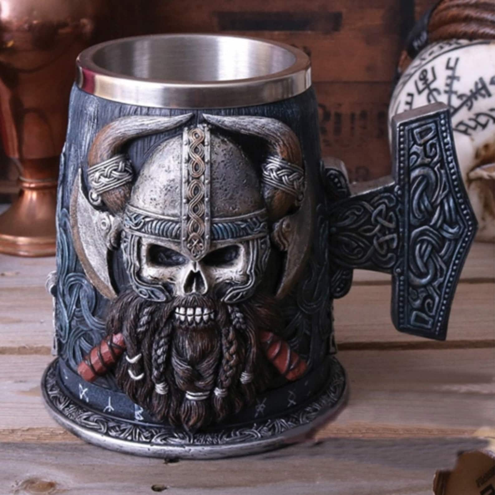 Premium Quality 650ml Viking Stainless Steel Resin Beer Mug Etsy