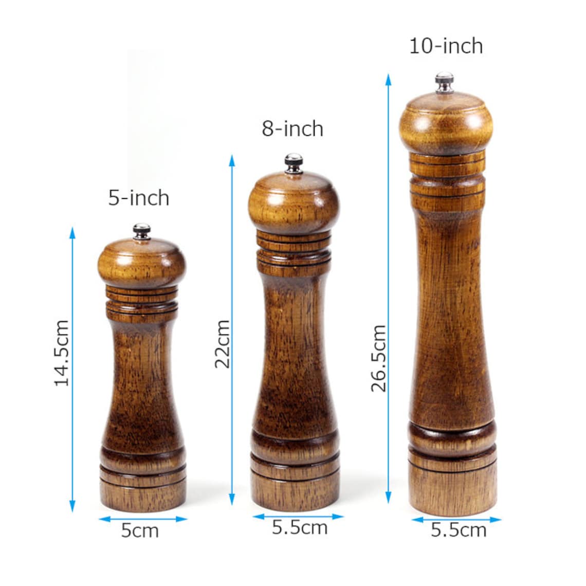 3PCS Traditional Wooden Salt and Pepper Grinder Set with Tray Etsy