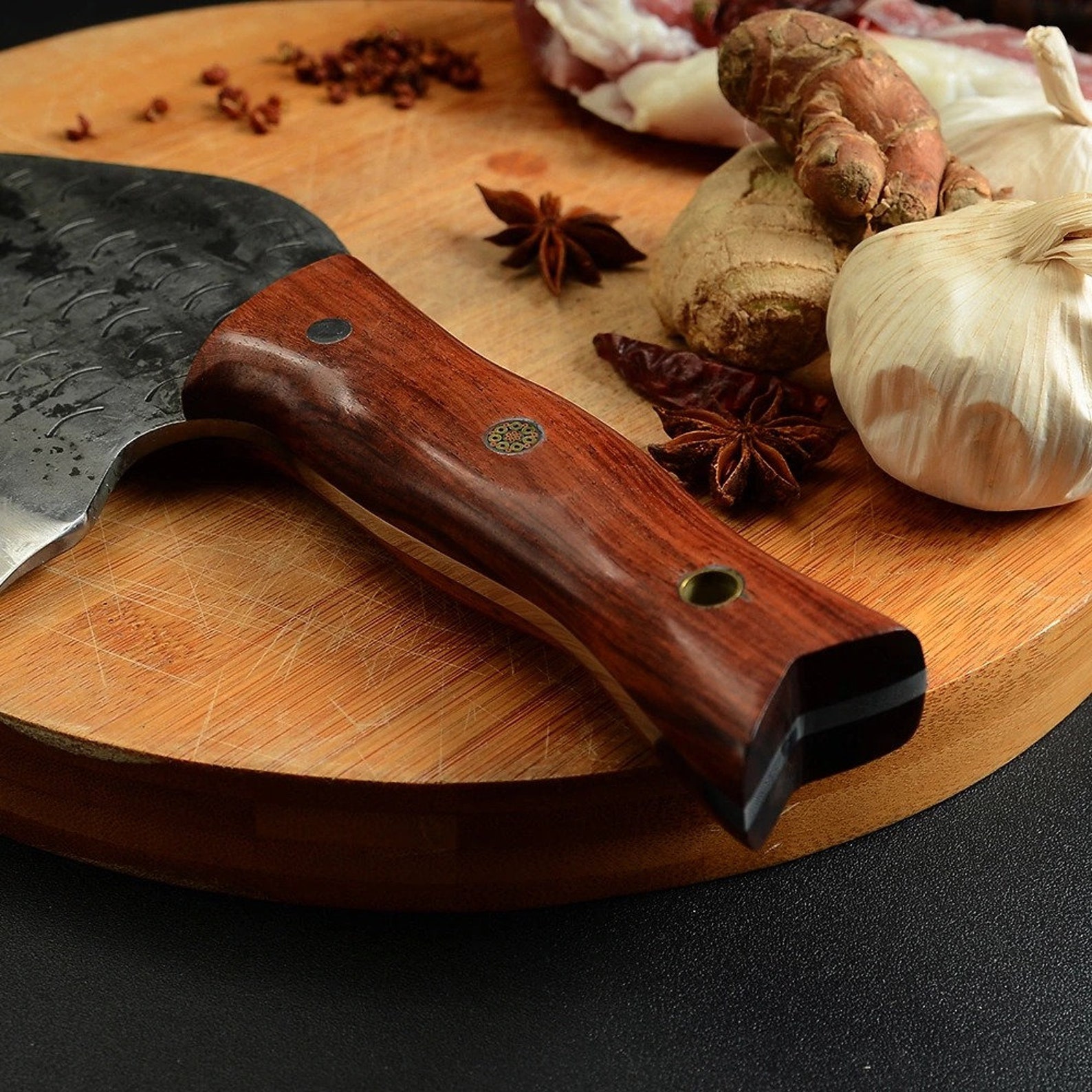 Premium High Carbon Steel Hammered Kitchen Chef Cleaver Etsy