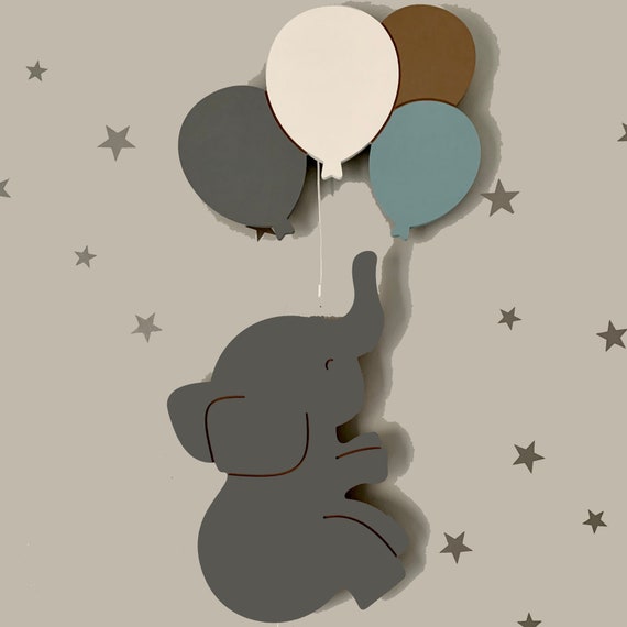 Baby Elephant with Balloons Nursery wall decor Wooden Etsy