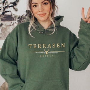 Terrasen Hoodie Throne of Glass Merch Aelin Galathynius Sarah J Maas Bookish Shirt ACOTAR Crescent City Velaris