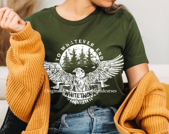May include: Green t-shirt featuring a white eagle graphic and the text "To Whatever End" and "Whitethorn" in a distressed font.
