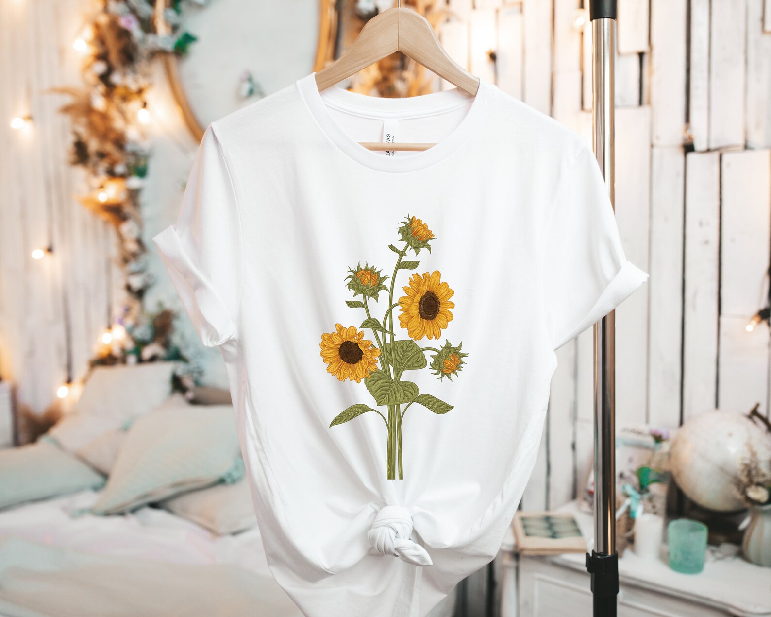 Sunflower Shirt botanical shirt Gift for her Floral Tee Etsy