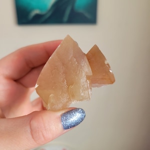 Honey Color Mariposa Butterfly Calcite Crystal Specimen with Phantoms from Santa Eulalia Mexico