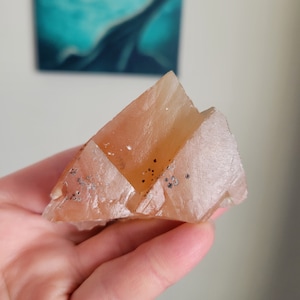 Honey Color Mariposa Butterfly Calcite Crystal Specimen with Phantoms from Santa Eulalia Mexico