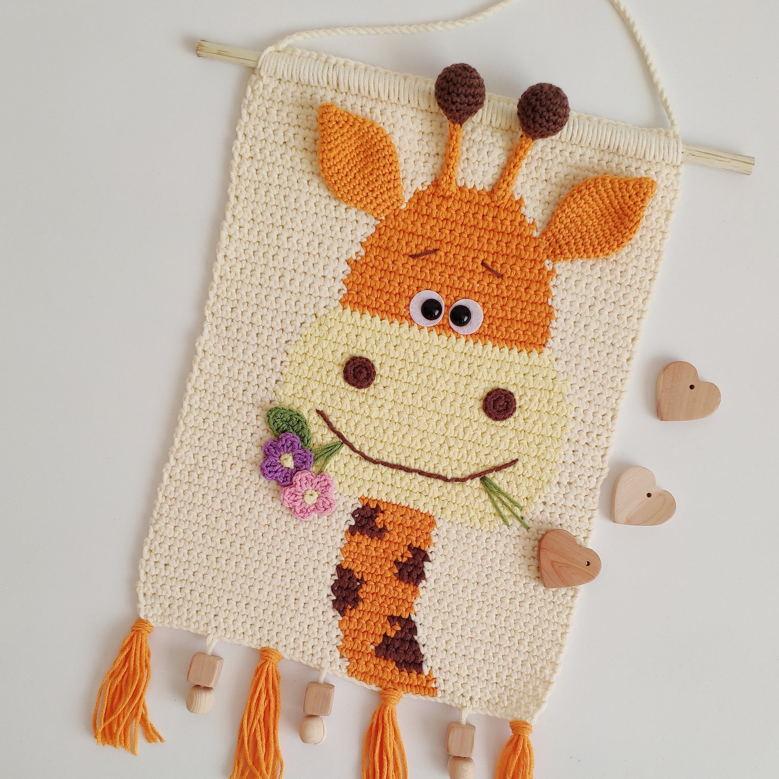 Giraffe crochet wall hanging home Wall decoration Wall decor Etsy