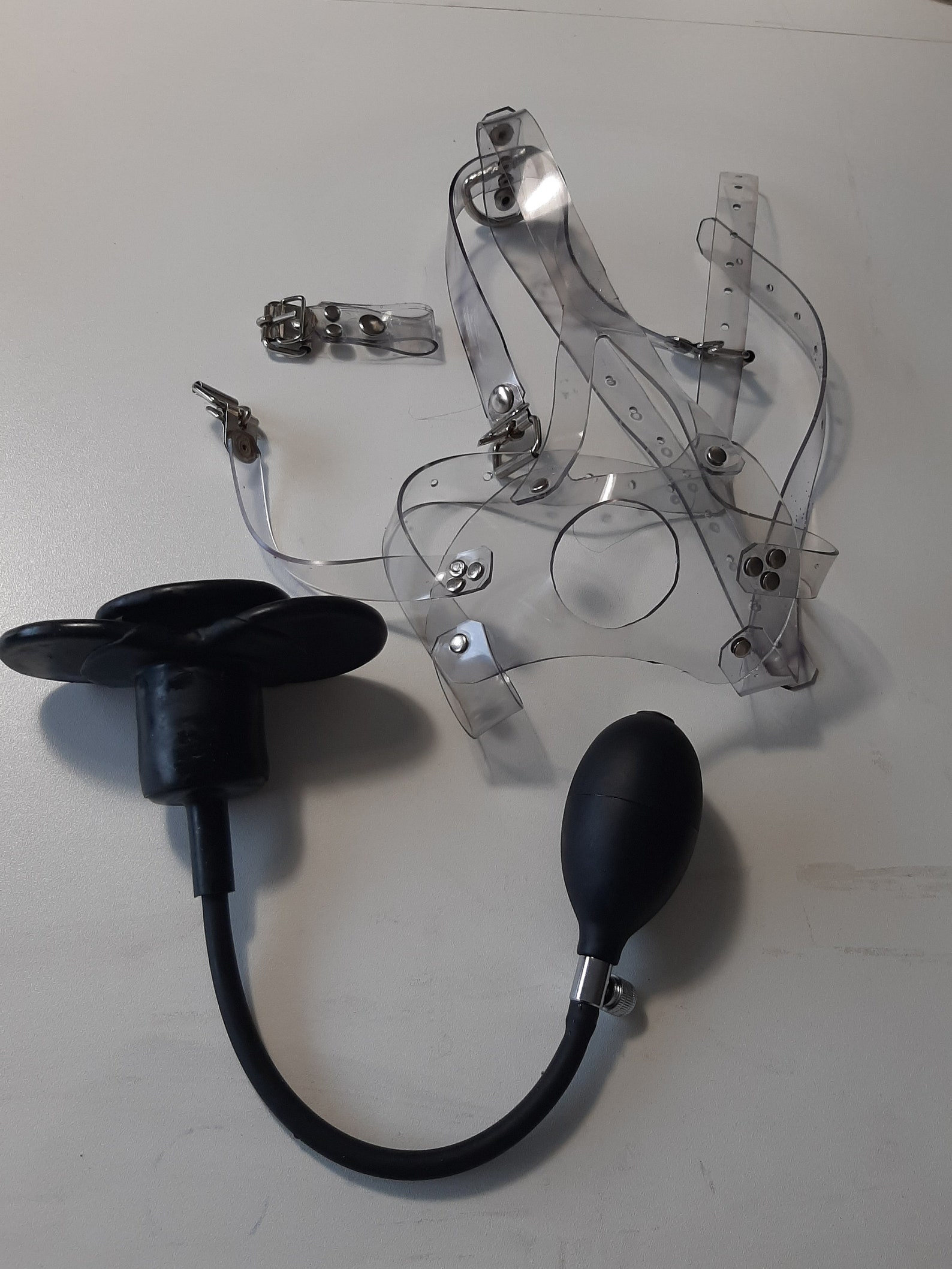 Bondage gag pvc harness inflatable butterfly or panel gag Etsy