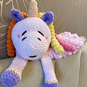 Crochet Rainbow Unicorn, Amigurumi Animals Toy, Custom Name Gift, Plushie Newborn Gift, Unicorn Birthday Girl