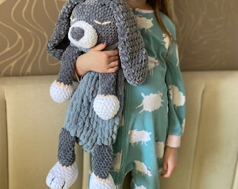 Plush Toy - Pajamas Case, Crochet Bunny Soft Toy, Amigurumi Animals, Knitted Bunny, Birthday Gift for Toddler