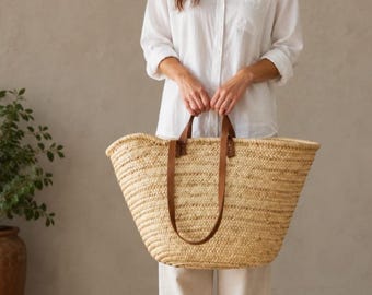 Straw Beach Bag, Woven Basket Tote, Bridesmaid Wedding Gift, Boho Summer Bag
