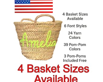 Custom Straw Tote with Name, Handmade Woven Beach Bag, Bridesmaid Proposal Gift, Bachelorette & Wedding Welcome Bag