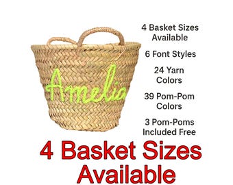 Custom Name Straw Beach Bag, Woven Basket Tote, Bridesmaid Wedding Gift, Boho Summer Bag