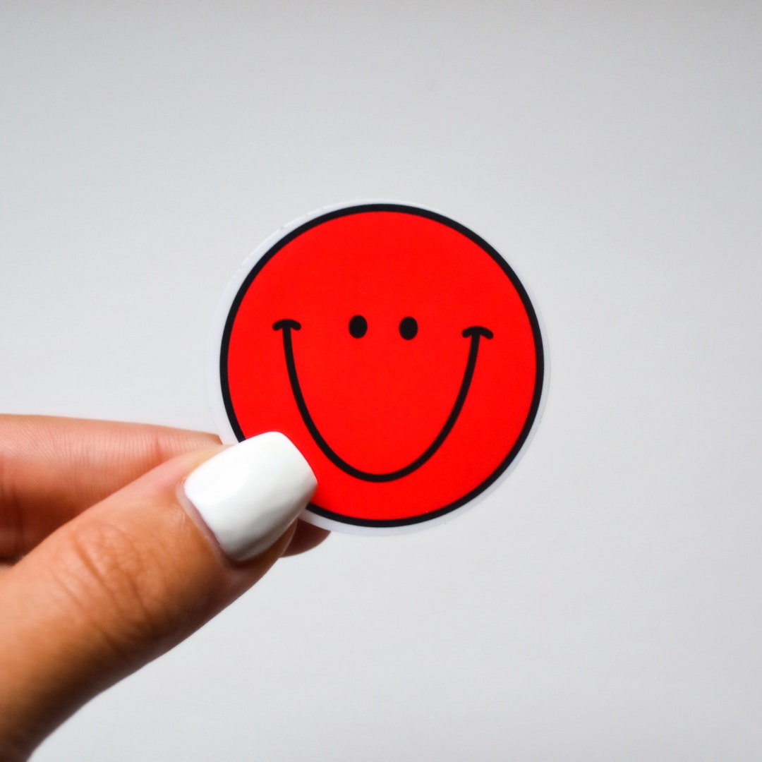 Red Smiley Face Sticker - Aesthetic Sticker Colorful Stickers Summer ...