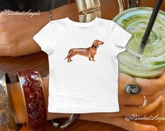 Wiener Dog Dachshund Baby Tee | Y2k Graphic Baby Tee, Trending Dog Tee, Cool Girl Tee, It Girl Tee, Aesthetic Graphic Tee,  Sausage Dog Tee