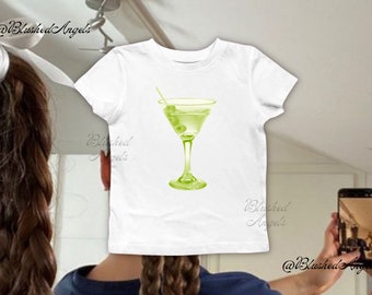 Green Dirty Martini Cocktail Drink Baby Tee | Coquette Baby Tee, Y2k Graphic Baby Tee, 90s Baby Tee, Corporate Girl Baby Tee, Trending Shirt