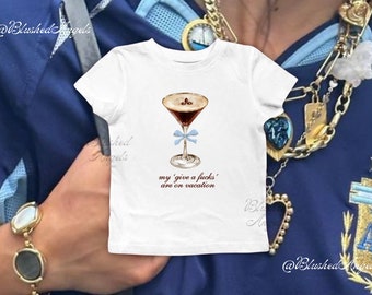 My GAFs are on Vacation Espresso Sabrina Baby Tee | Coquette Shirt, Espresso Martini Shirt, Bow Shirt, Sabrina Carpenter Merch, Baby Tee y2k