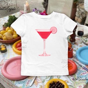 Pink Cosmopolitan Cocktail Drink Baby Tee | Coquette Baby Tee, Y2k Graphic Baby Tee, 90s Baby Tee, Corporate Girl Baby Tee, Trending Shirt