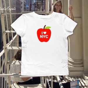 I Heart NYC Apple Coquette Baby Tee | Coquette Aesthetic Shirt, Y2k Graphic T-Shirt, 90s Baby Tee, I Heart NY Baby Tee Shirt, I Love NY Tee