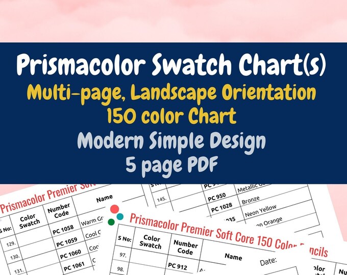 Prismacolor Pencil Color Chart 150 Colors Digital PDF Download &amp; Print ...