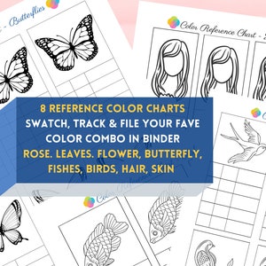 DIY Color Blend Reference Chart - Hair, Skin, Flower, Leaf, Birds, Butterflies, Fishes | Reference Charts | 8 page PDF for Filing in Binder