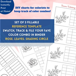 Leaf and Flower Blend Tracking Chart | Downloadable PDF Printable Template | Colorist Fillable Chart