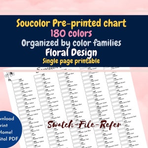 Soucolor 180 Chart Pre-printed Color Codes Swatch Boxes DIY