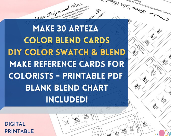 30 Arteza Color Blend Cards DIY Semi-filled Chart Make Blending Cards ...