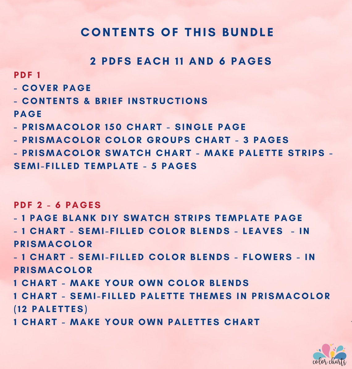 Prismacolor Chart BUNDLE Printable PDF Template Blank &amp; - Etsy