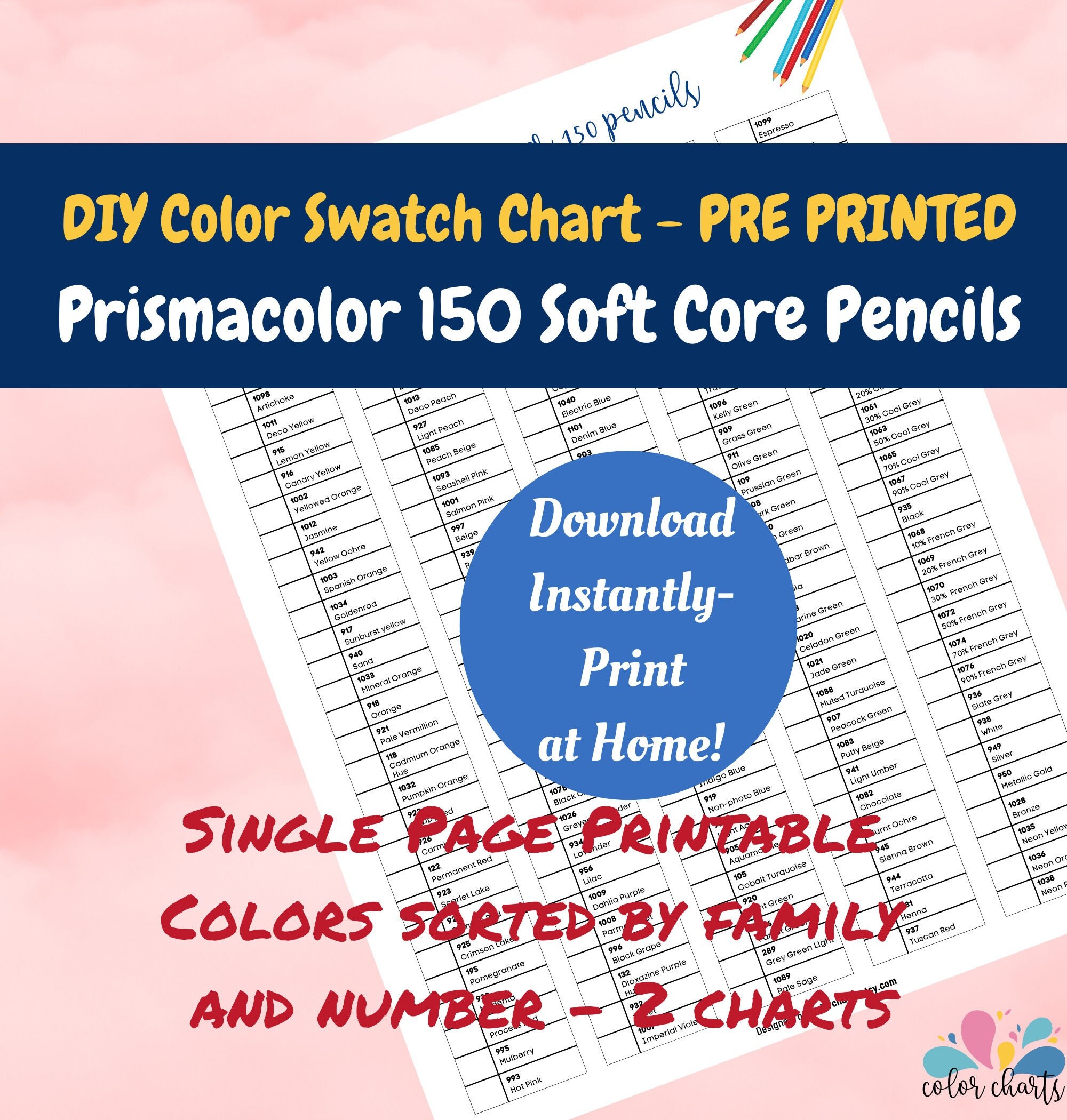 Prismacolor 150 Swatch Template DIY Single Page Color Swatch - Etsy