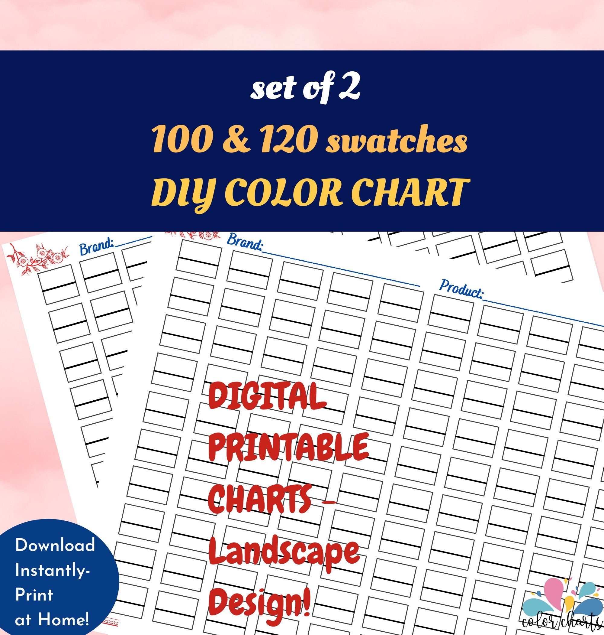 120 Marker Swatch Blank Color Chart Printable Page DIY Color Chart Download  and Print at Home Digital PDF US Letter Size Paper -  Israel