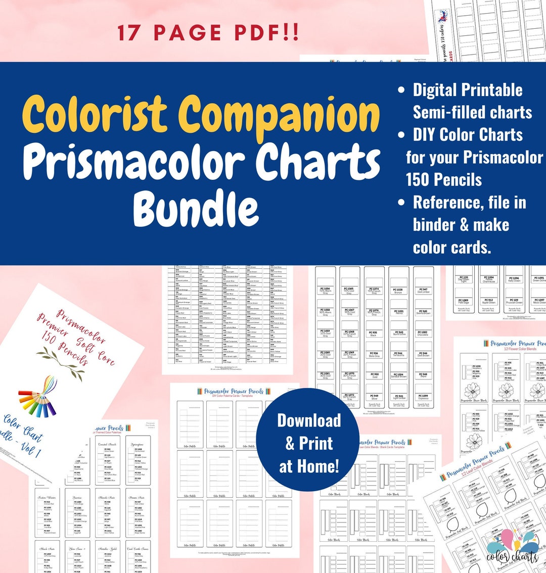 Prismacolor Chart BUNDLE Printable PDF Template Blank &amp; - Etsy Singapore