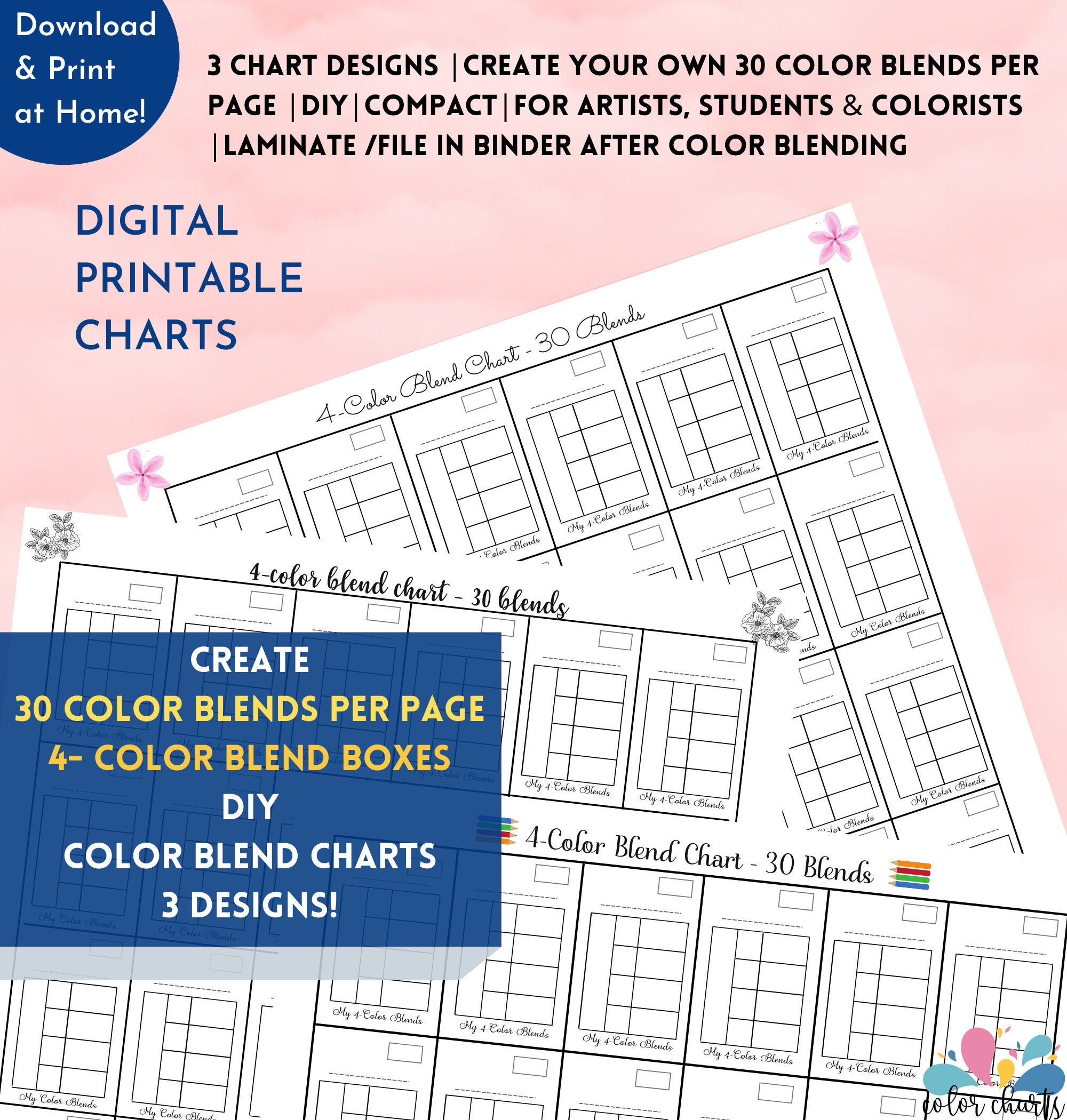 Color Blend DIY Chart Printable Digital PDF Print at Home | Etsy