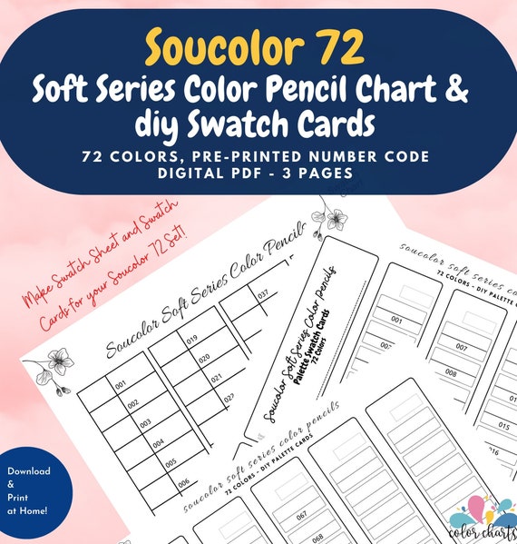 Soucolor 72 Soft Series Color Pencil Color Chart and Swatch Etsy
