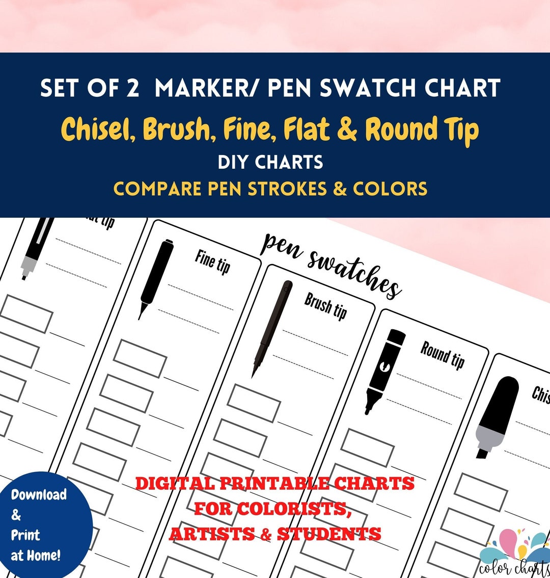 Coloring Pen Swatch Chart DIY Pen Chart Color Swatch Chart - Etsy Australia