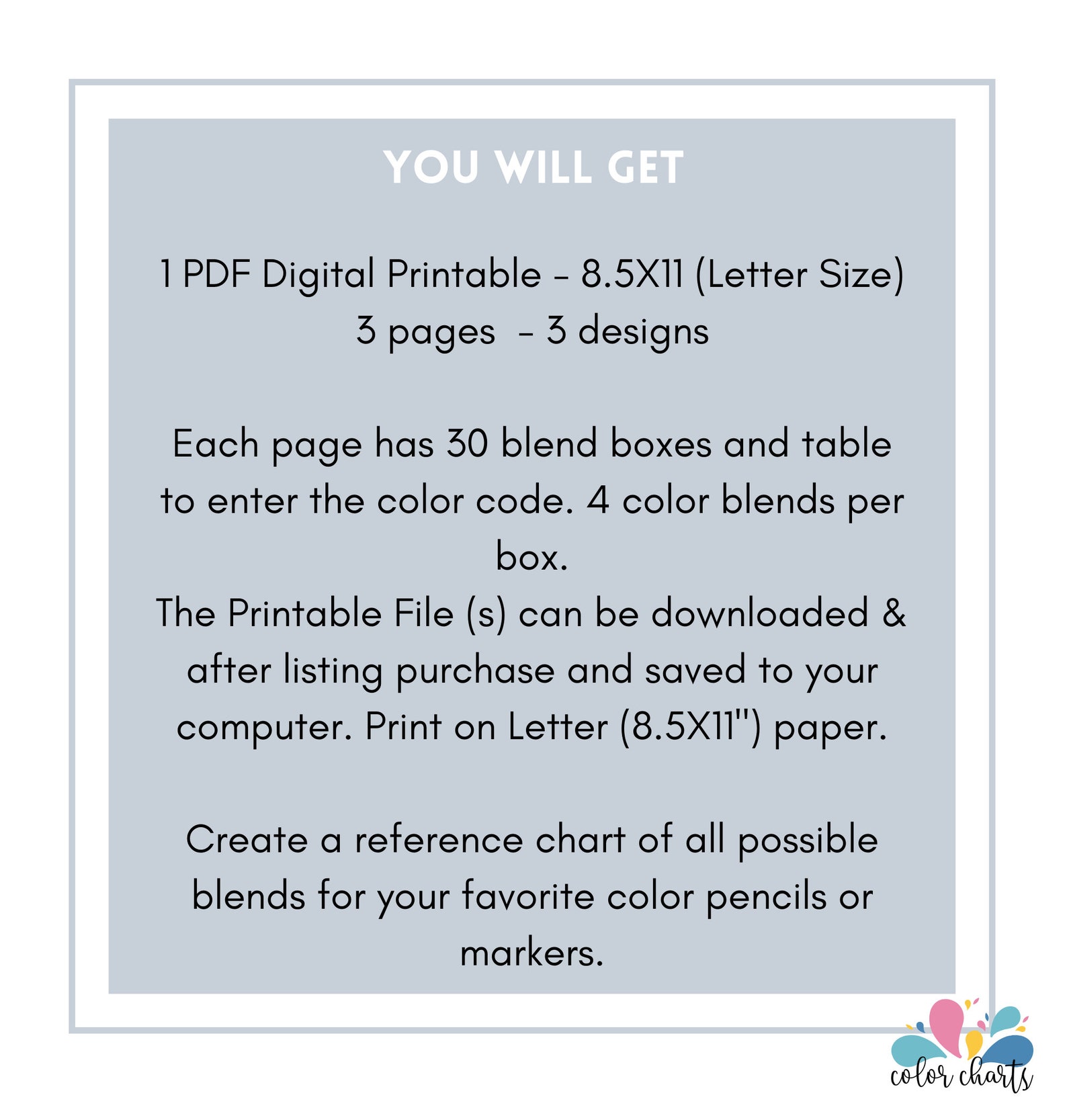 Color Blend DIY Chart Printable Digital PDF Print at Home - Etsy