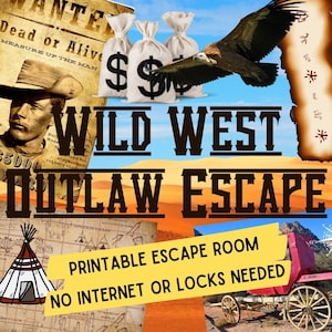 Wildes Westen Escape Room Spiel. Outlaw Abenteuer Gesellschaftsspiel für Familien, Kinder und Erwachsene | Spaß Puzzle Escape Kit | DIY Escape Room