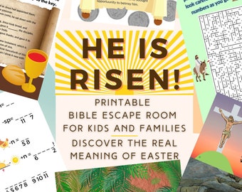 Jeu d'évasion de Pâques. Bible Kids and Family - Jeu de société imprimable pour familles et enfants | Kit de salle d'évasion amusante | Aventure DIY dans une salle d'évasion