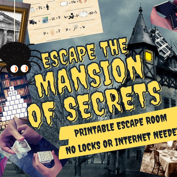 Escape Room Game. Mansion of Secrets Adventure Game for Families, Kids and Adults | Escape Room DIY Logic Puzzle Kit