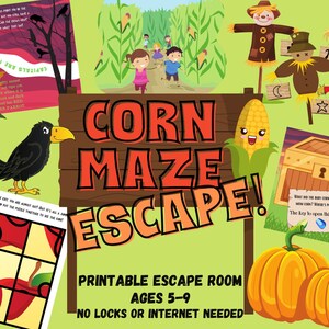 Kids Escape Room | Corn Maze Party Game | Fun Kids Escape Room Kit | DIY Fall Family Party Adventure | Easy Setup Printable Logic Puzzles