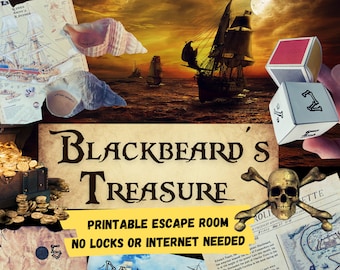 Pirate Escape Room Game. Treasure Adventure Printable Party Game for Families, Adults and Kids | Fun Escape Room Kit | DIY Escape Room