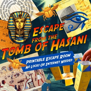 Tomb Escape Room Game. Adventure Party Game Printable for Kids, Families and Adults | Fun Printable Puzzle Escape Room Kit | DIY Escape Room