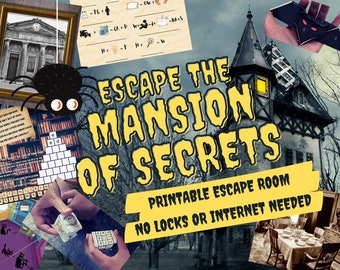 Escape Room Game. Mansion of Secrets Adventure Game for Families, Kids and Adults | Escape Room DIY Logic Puzzle Kit