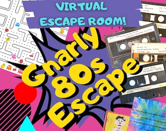 Virtual Escape Room Game. 80s Adventure Online Group Game for Adults, Families and Teens.