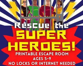 Kids Party Escape Room. Superhero Adventure Printable Party Game for Kids and Families | Fun Birthday Escape Room Kit | DIY Escape Room