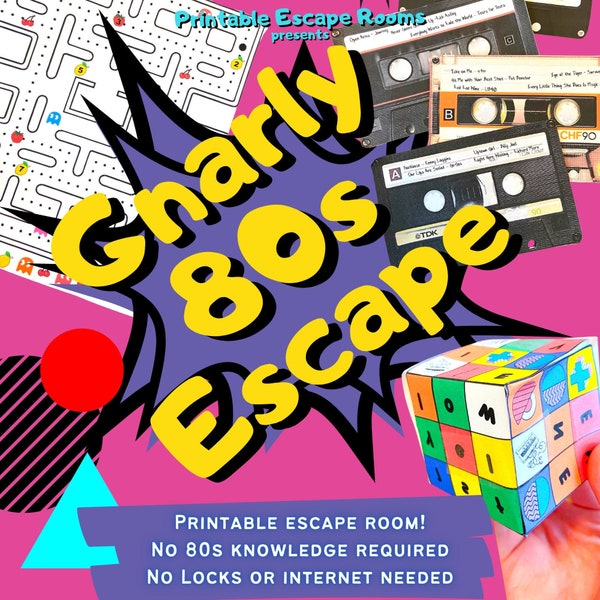 80er Jahre Escape Room Spiel. Abenteuer-Partyspiel für Familien, Erwachsene und Jugendliche | Spaß Druckbares Escape Room Kit | DIY Escape Room Puzzle