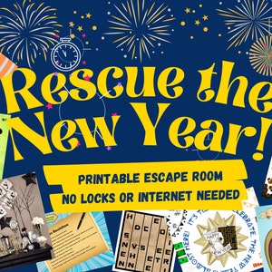 New Years Escape Room Game. Adventure Party Game Printable for Kids, Families and Adults | Fun Puzzle Escape Room Kit | DIY Escape Room